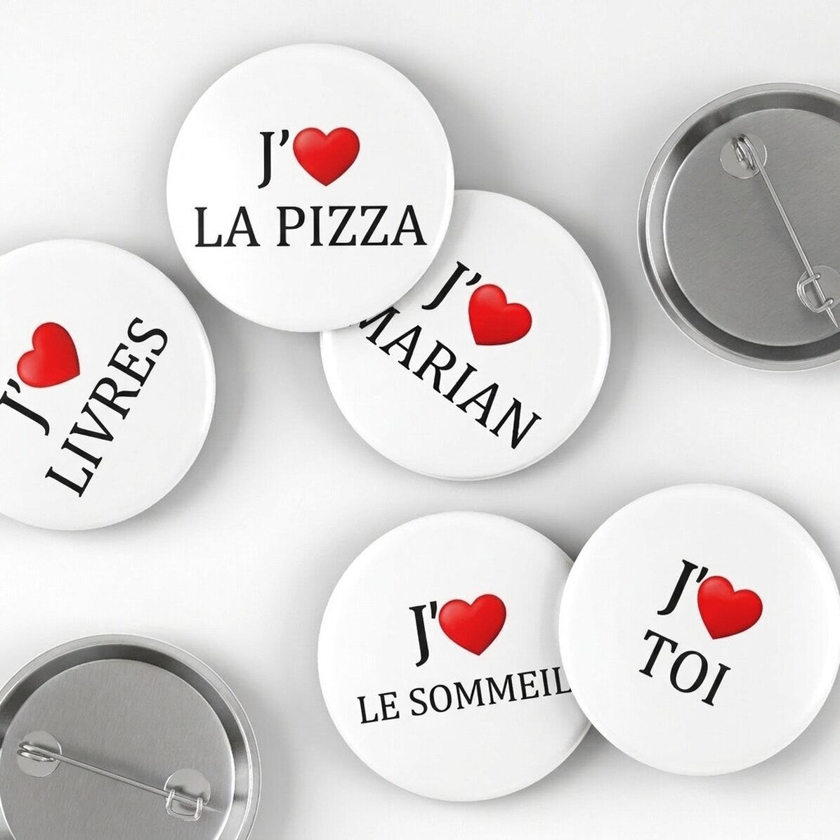 Badge personnalisé avec inscription - I heart