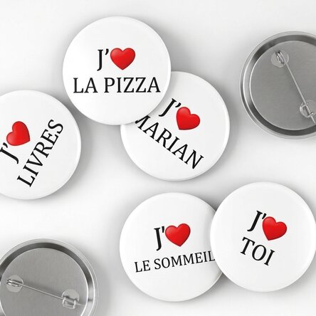 Badge personnalisé avec inscription - I heart