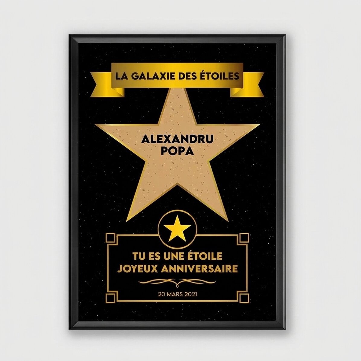 Tableau personnalisé avec texte - La galaxie des étoiles
