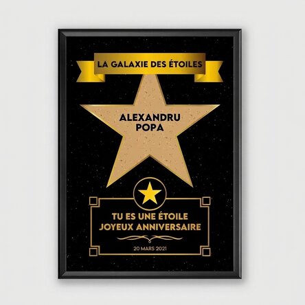 Tableau personnalisé avec texte - La galaxie des étoiles