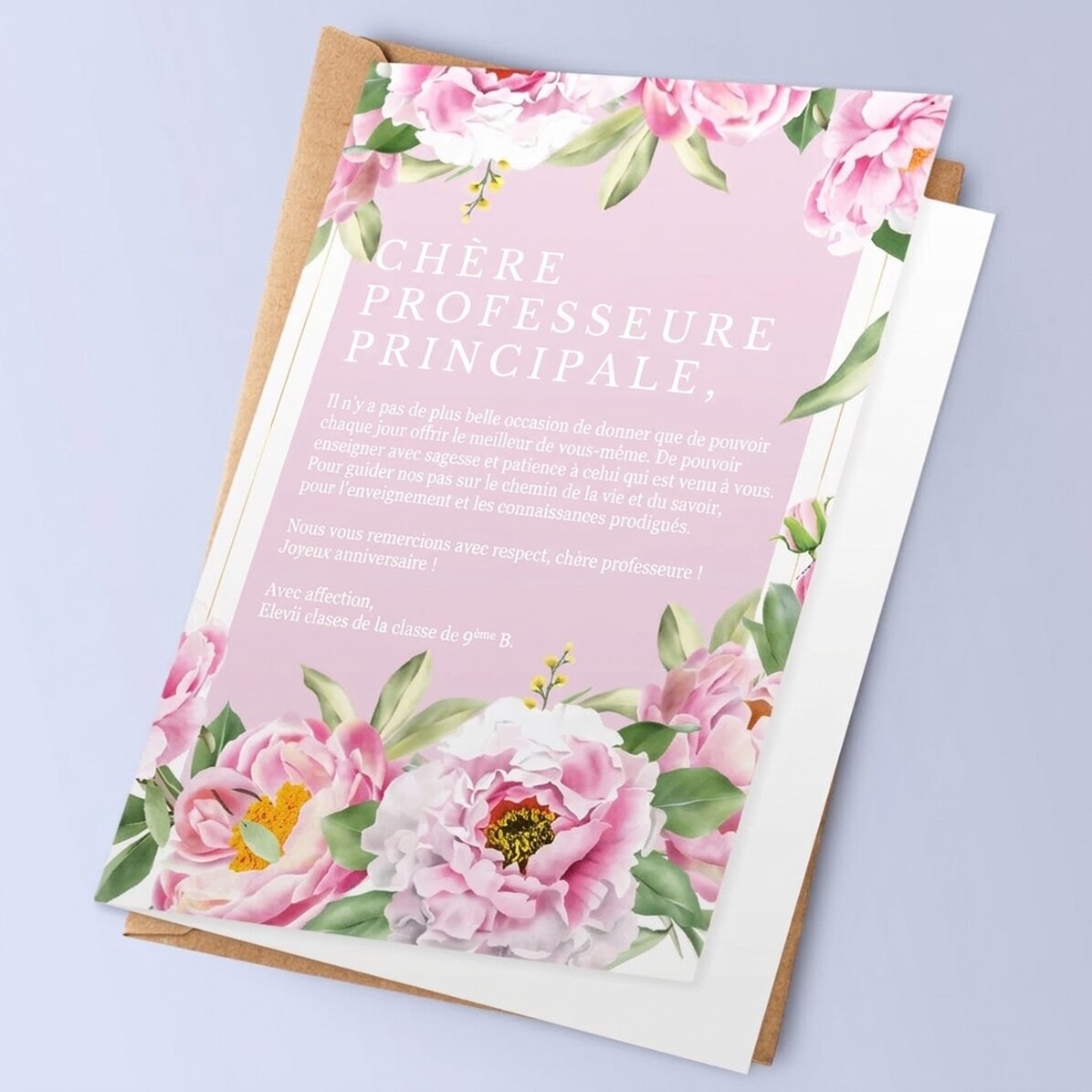 Carte de vœux personnalisée avec texte - Message à l
