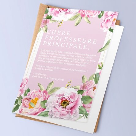 Carte de vœux personnalisée avec texte - Message à l'intention de la professeure principale