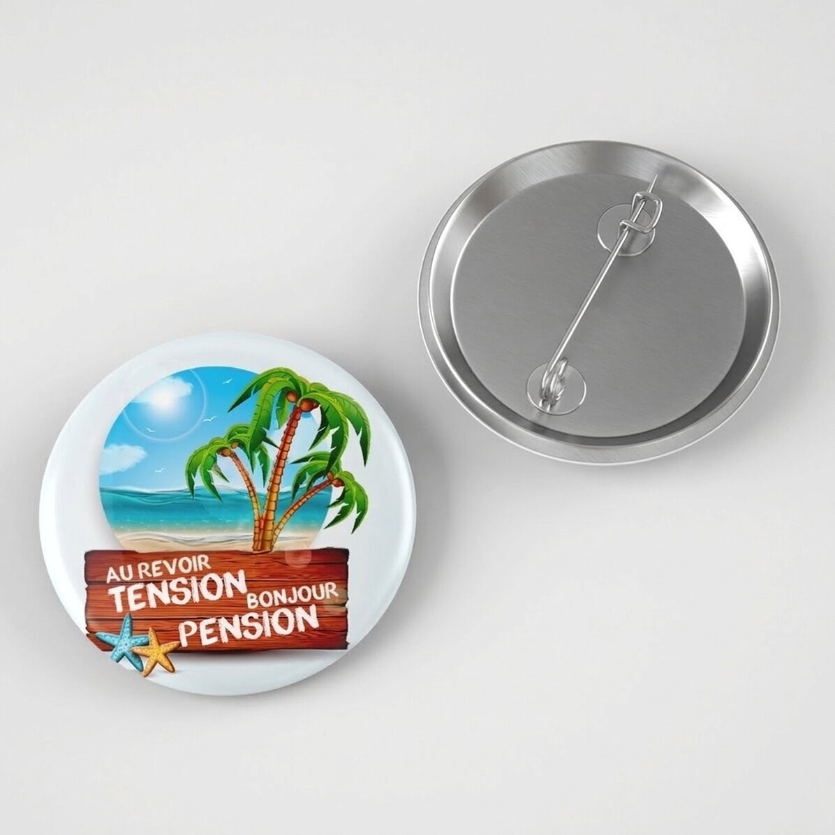 Badge personnalisé avec inscription - Goodbye, hello