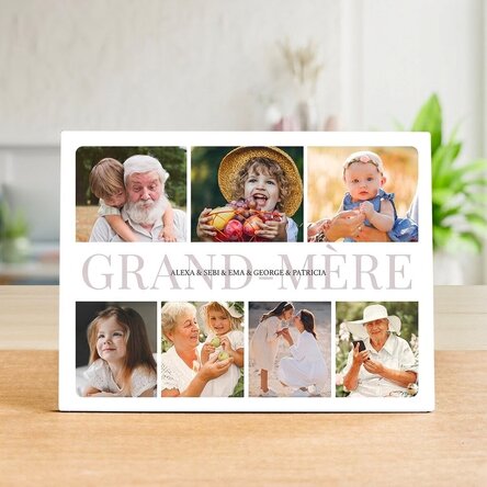Cadre photo de bureau personnalisé pour le bureau avec 7 photos - Grand-mère