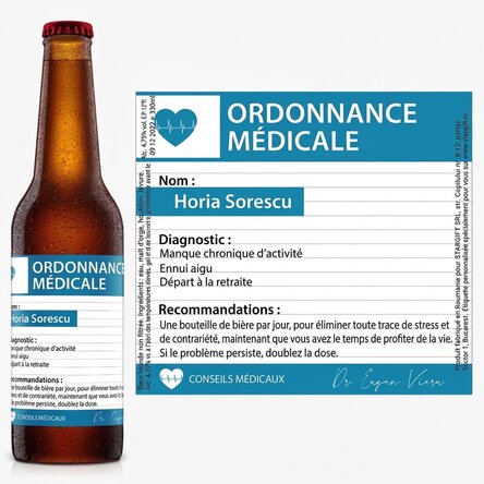 Bière personnalisée avec un texte - Ordonnance médicale