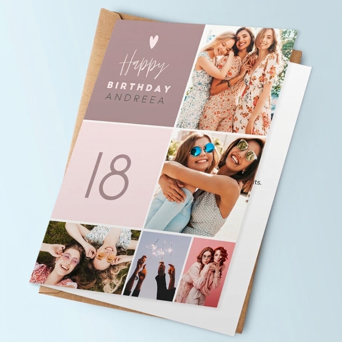 Carte de vœux personnalisée avec 5 photos et un texte - Joyeux anniversaire