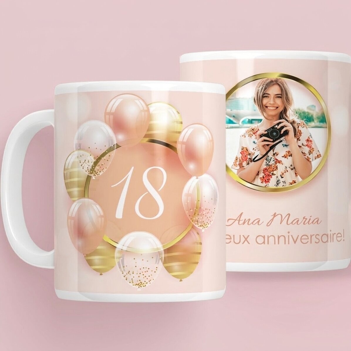 Tasse personnalisée avec une photo et un texte - Majorat