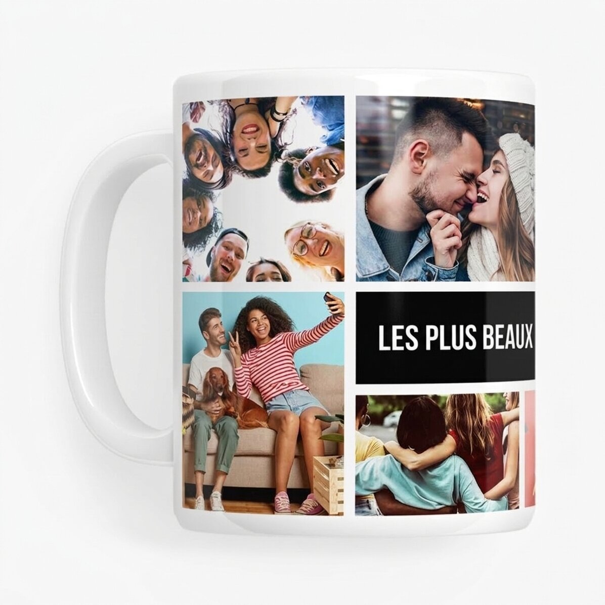 Tasse personnalisée avec 8 photos et un texte - Les plus beaux souvenirs