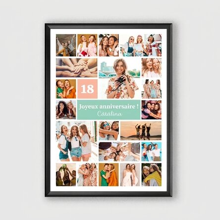 Tableau personnalisé avec 21 photos et un texte - Collage