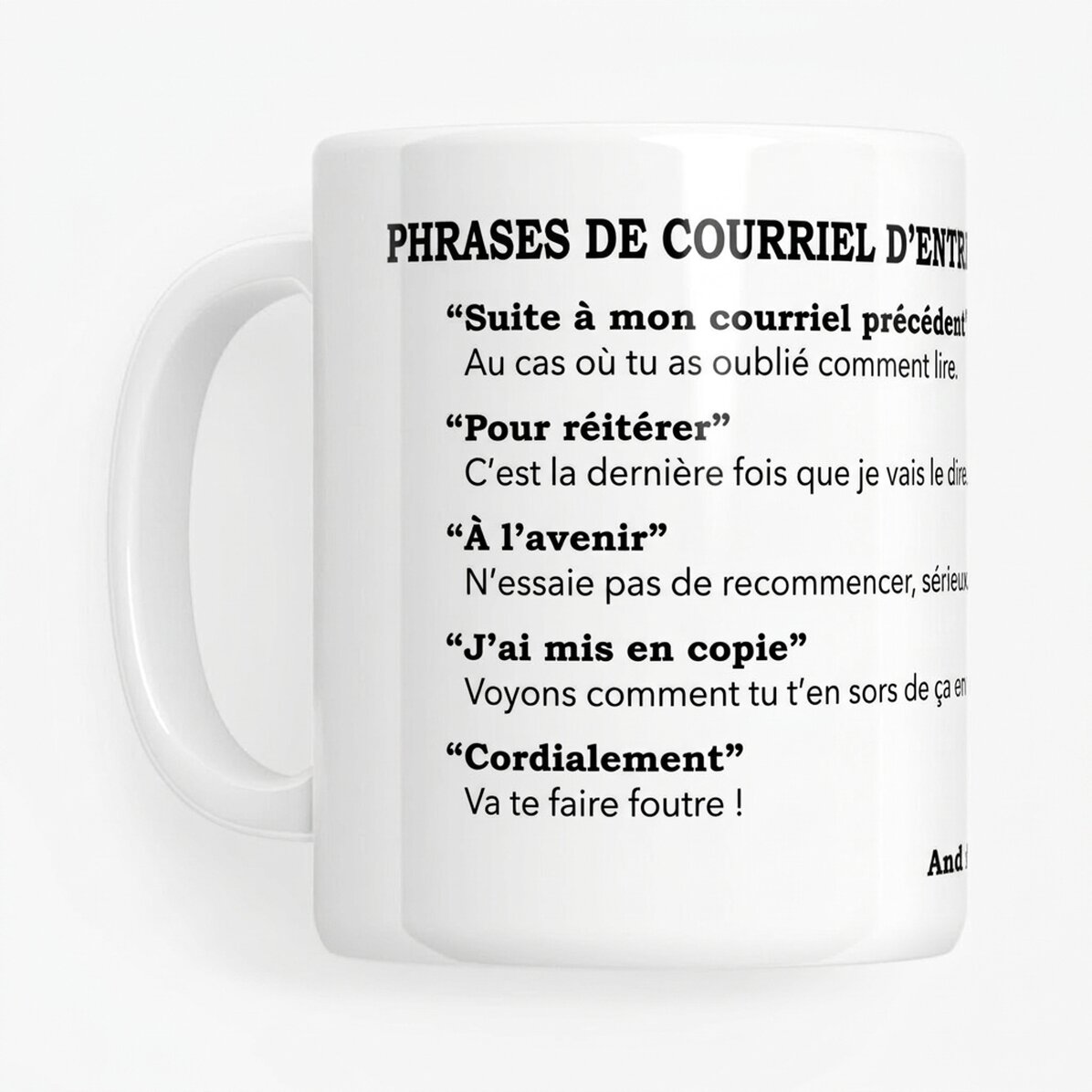 Tasse personnalisée avec texte - E-mail d