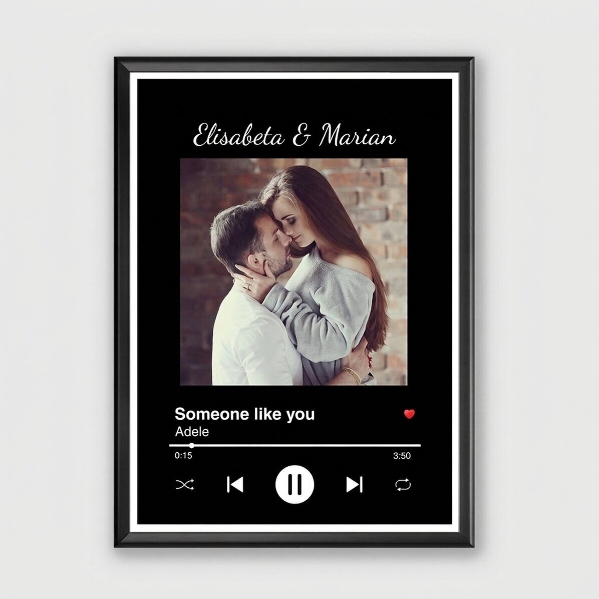 Tableau personnalisé avec une photo et un texte - Notre chanson
