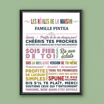 Tableau personnalisé avec texte - Règles de la maison