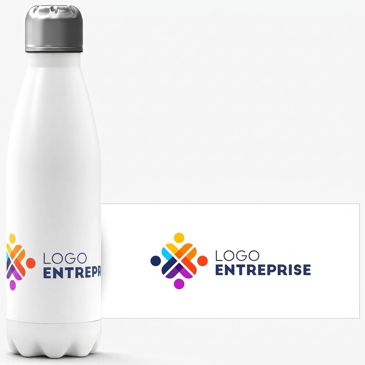 Thermos à base blanche personnalisé avec un logo en mode paysage