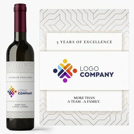 Vin personnalisé avec logo et texte - Anniversaire de la marque