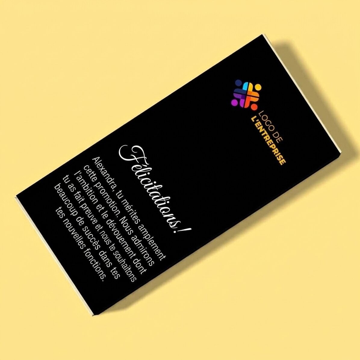 Chocolat personnalisé avec logo et texte - Promotion