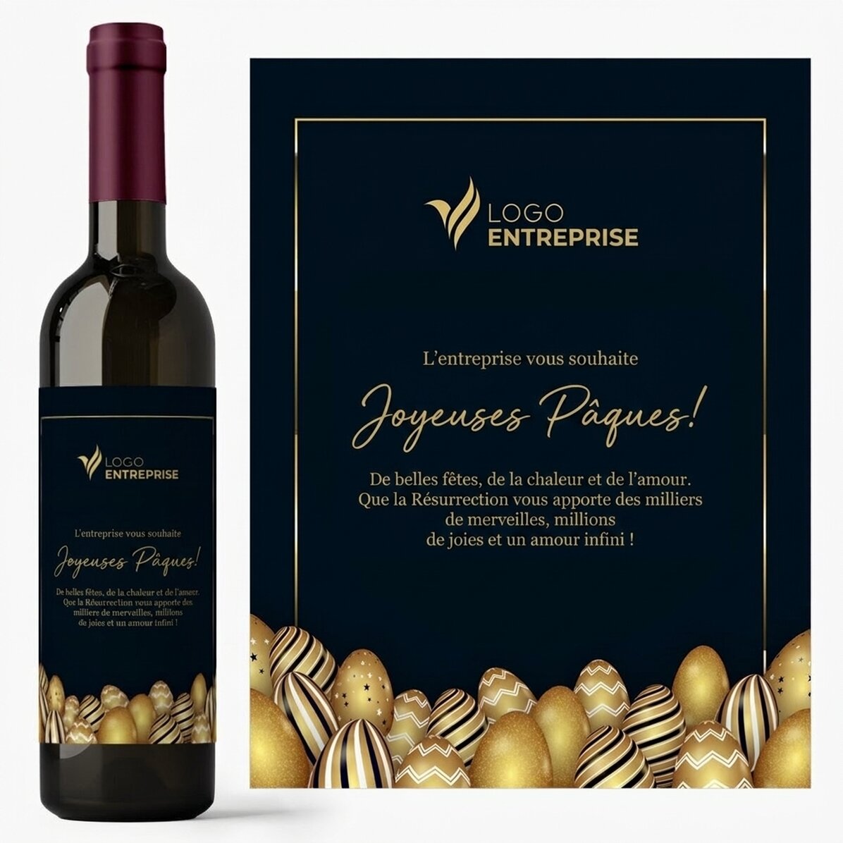 Vin personnalisé avec logo et texte pour Pâques