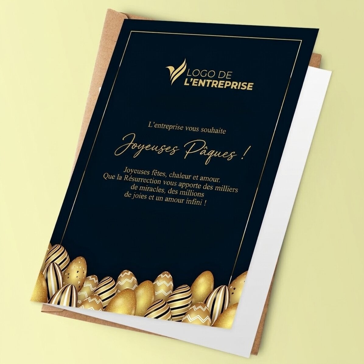Carte de vœux personnalisée avec logo et message pour Pâques