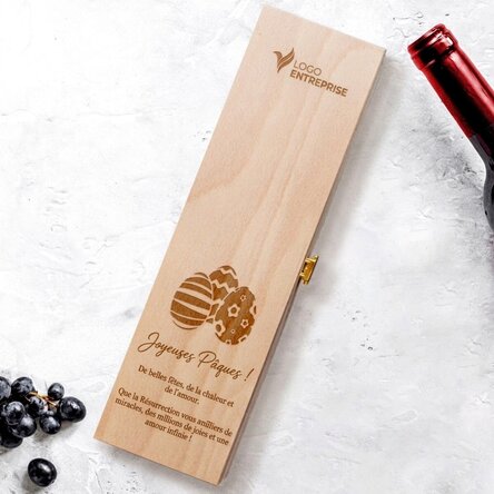 Coffret de vin personnalisé avec logo et message pour Pâques