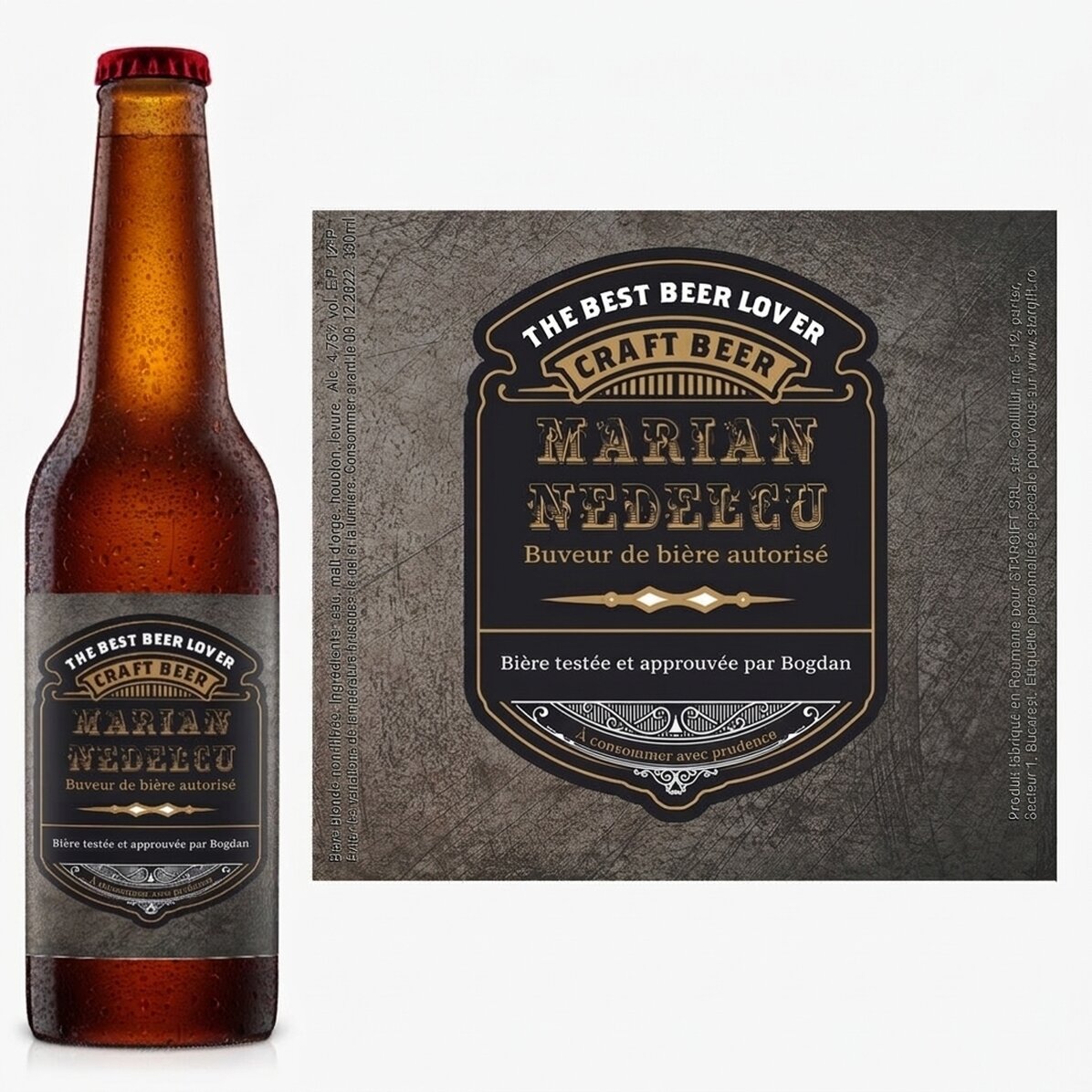 Bière personnalisée avec un texte - Bateur agréé