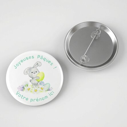 Badge personnalisé avec inscription - Joyeuses Pâques !