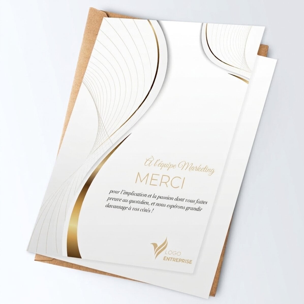 Carte de vœux personnalisée avec logo et message - Blanche