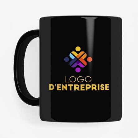 Tasse personnalisée avec un logo des deux côtés - fond noir