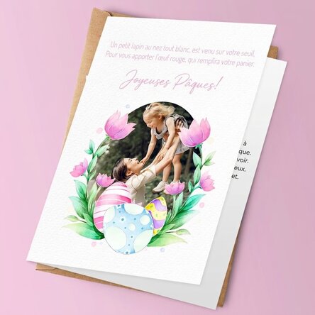 Carte de vœux personnalisée avec une photo et un texte - Joyeuses Pâques