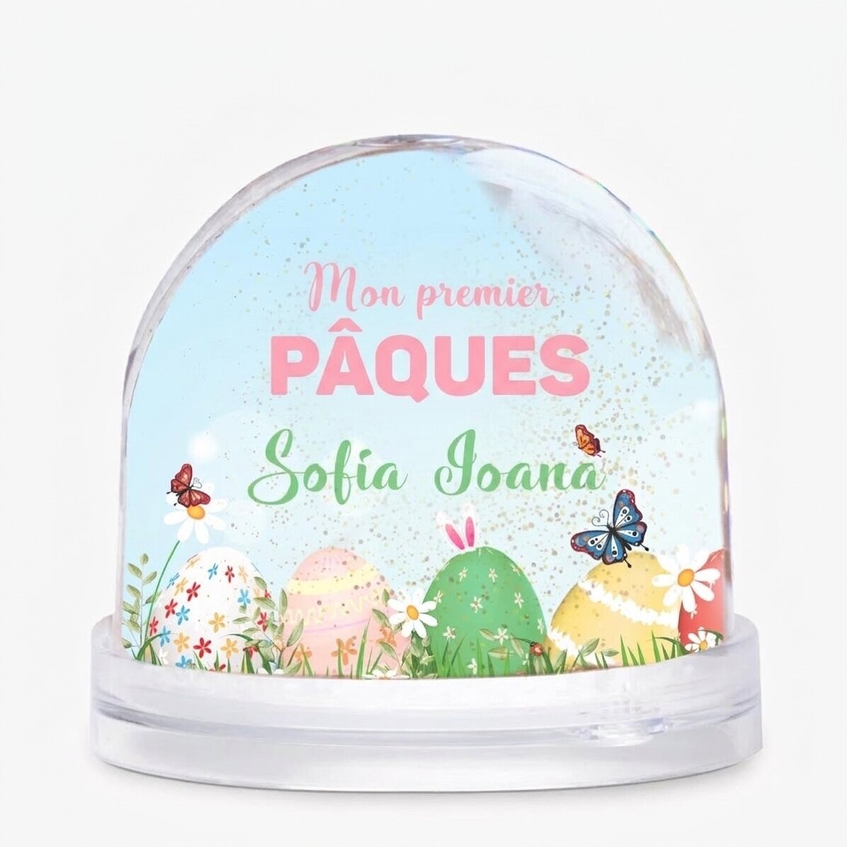 Globe de bureau personnalisé avec photo et texte - Ma première Pâques