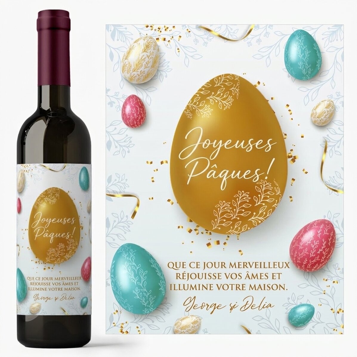 Vin personnalisé avec un message pour Pâques - Joyeuses Pâques