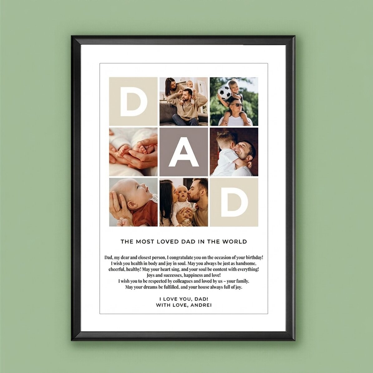 Tableau personnalisé avec un texte et 6 photos - DAD