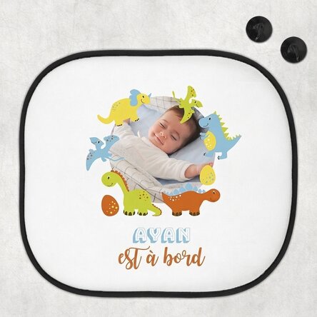 Pare-soleil de voiture personnalisé avec une photo et un texte - « Baby on board » pour les garçons