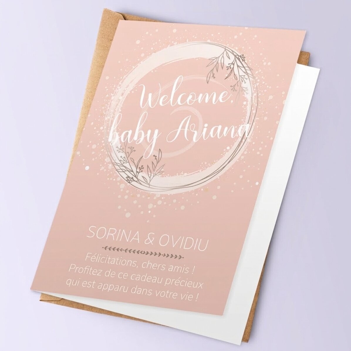 Carte de vœux personnalisée avec texte - Bienvenue, bébé !