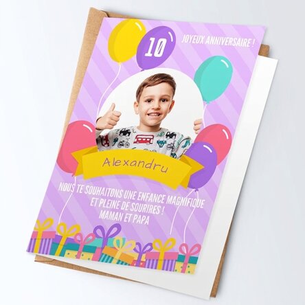 Carte de vœux personnalisée avec photos et texte - Joyeux anniversaire, les enfants !