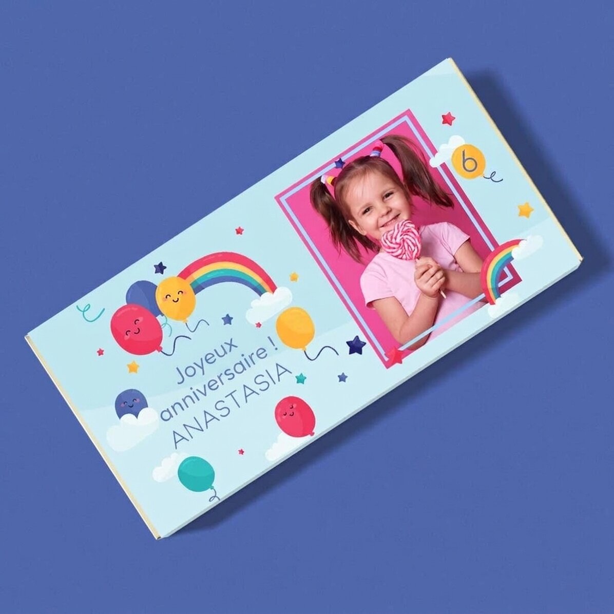 Chocolat personnalisé avec un message et une photo - Joyeux anniversaire, les enfants !