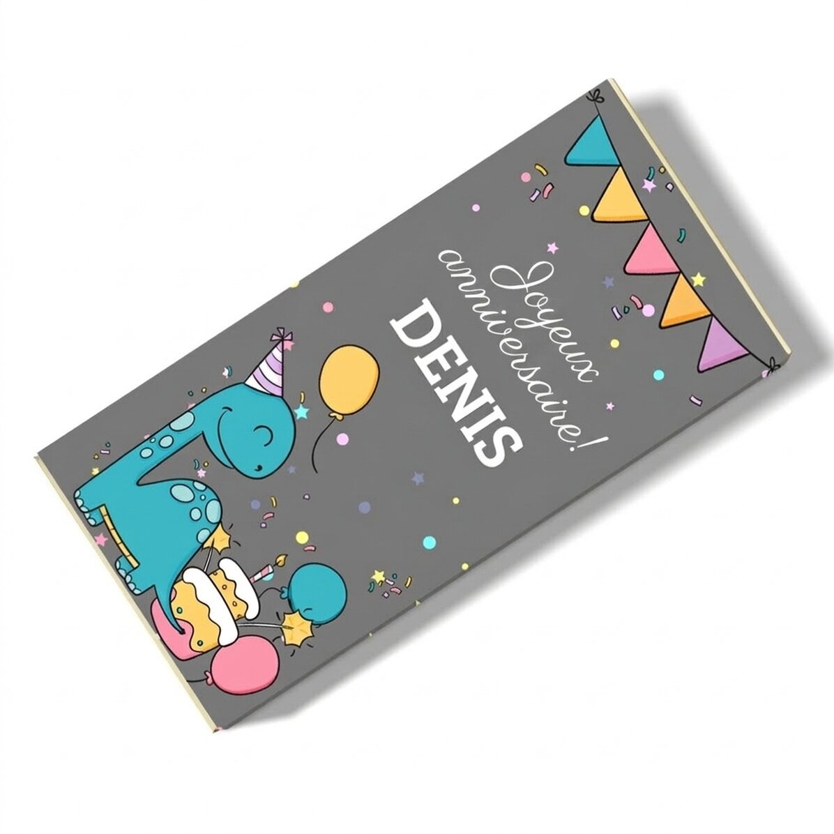 Chocolat personnalisé avec un message pour les enfants - Happy Dino