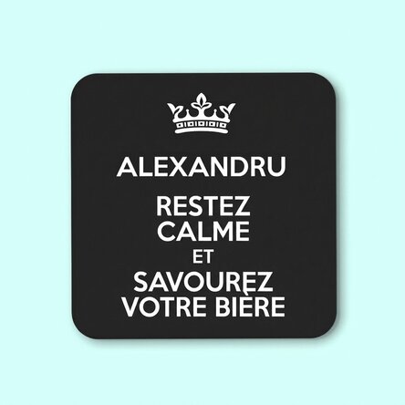 Porte-verre personnalisé avec inscription - Keep Calm Black