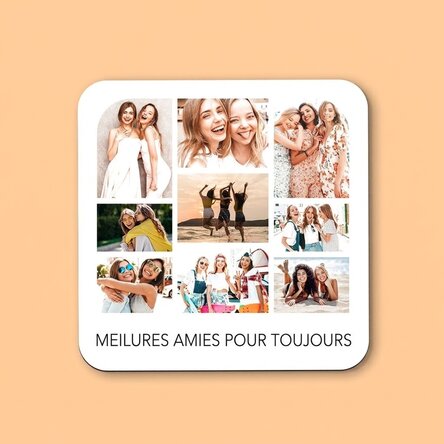 Porte-verre personnalisé avec un collage de photos et un texte