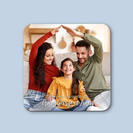 Porte-verre personnalisé avec photo et texte - Notre famille