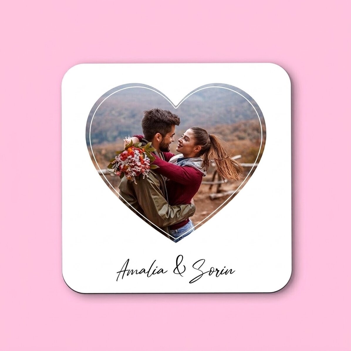 Porte-verre personnalisé avec une photo et un texte - Love