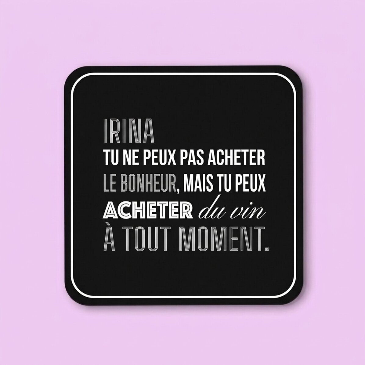 Porte-verre personnalisé avec un prénom - Bonheur