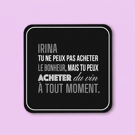 Porte-verre personnalisé avec un prénom - Bonheur