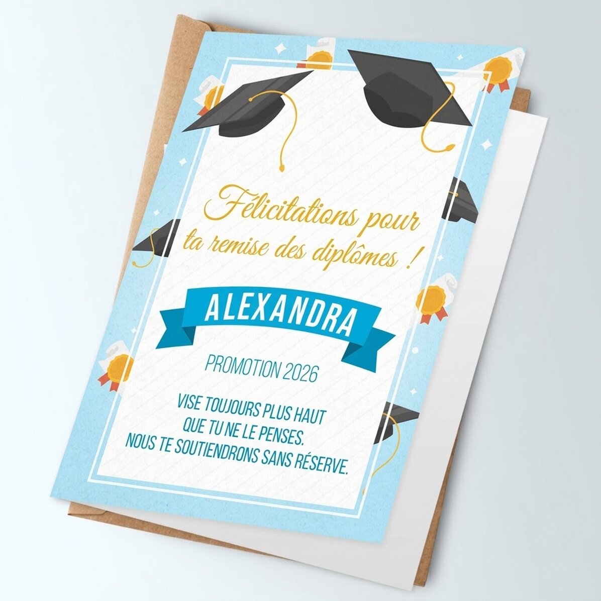 Carte de vœux personnalisée avec texte - Remise des diplômes
