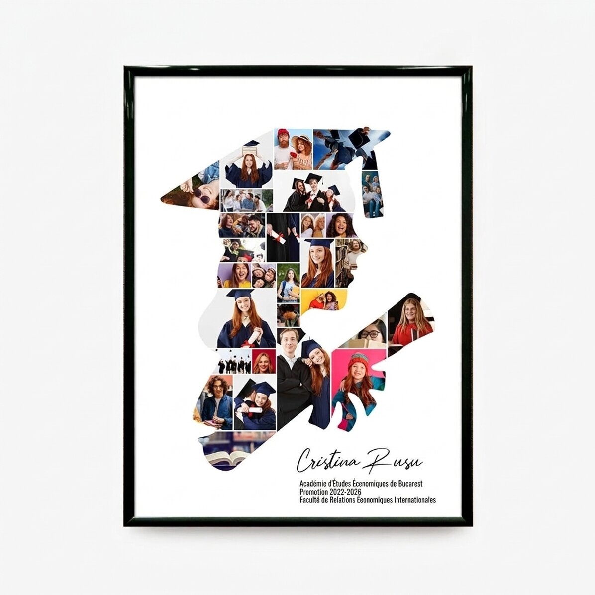 Tableau personnalisé avec un texte et 29 photos pour la remise des diplômes - Elle