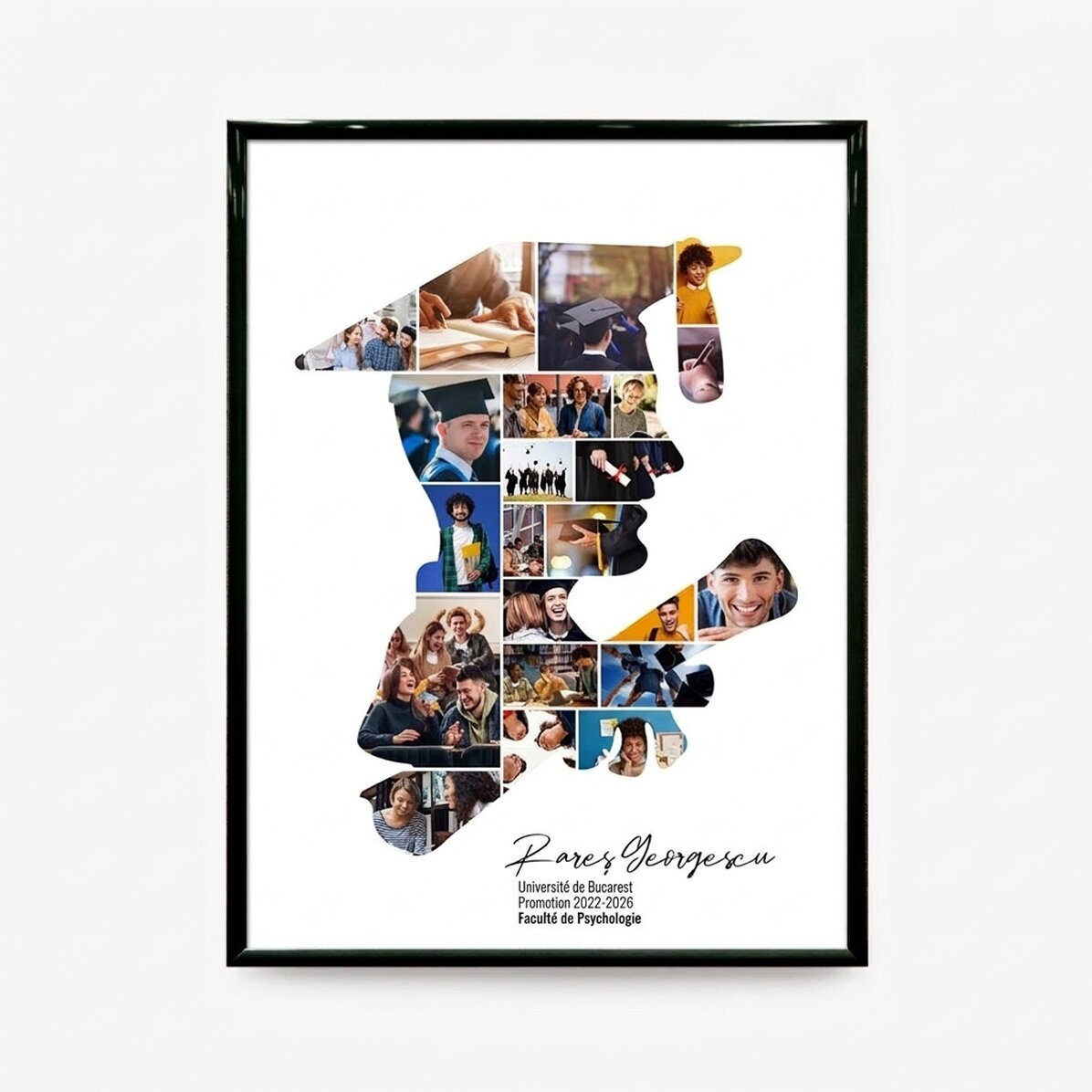Tableau personnalisé avec un texte et 22 photos pour la remise des diplômes - Lui