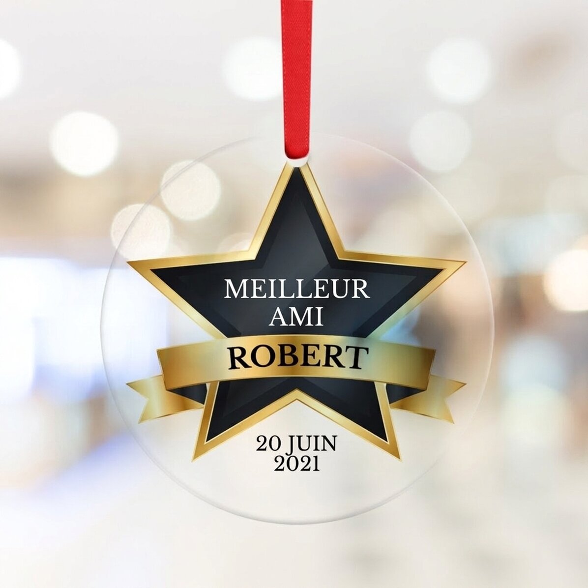 Ornement rond personnalisé avec texte - The best