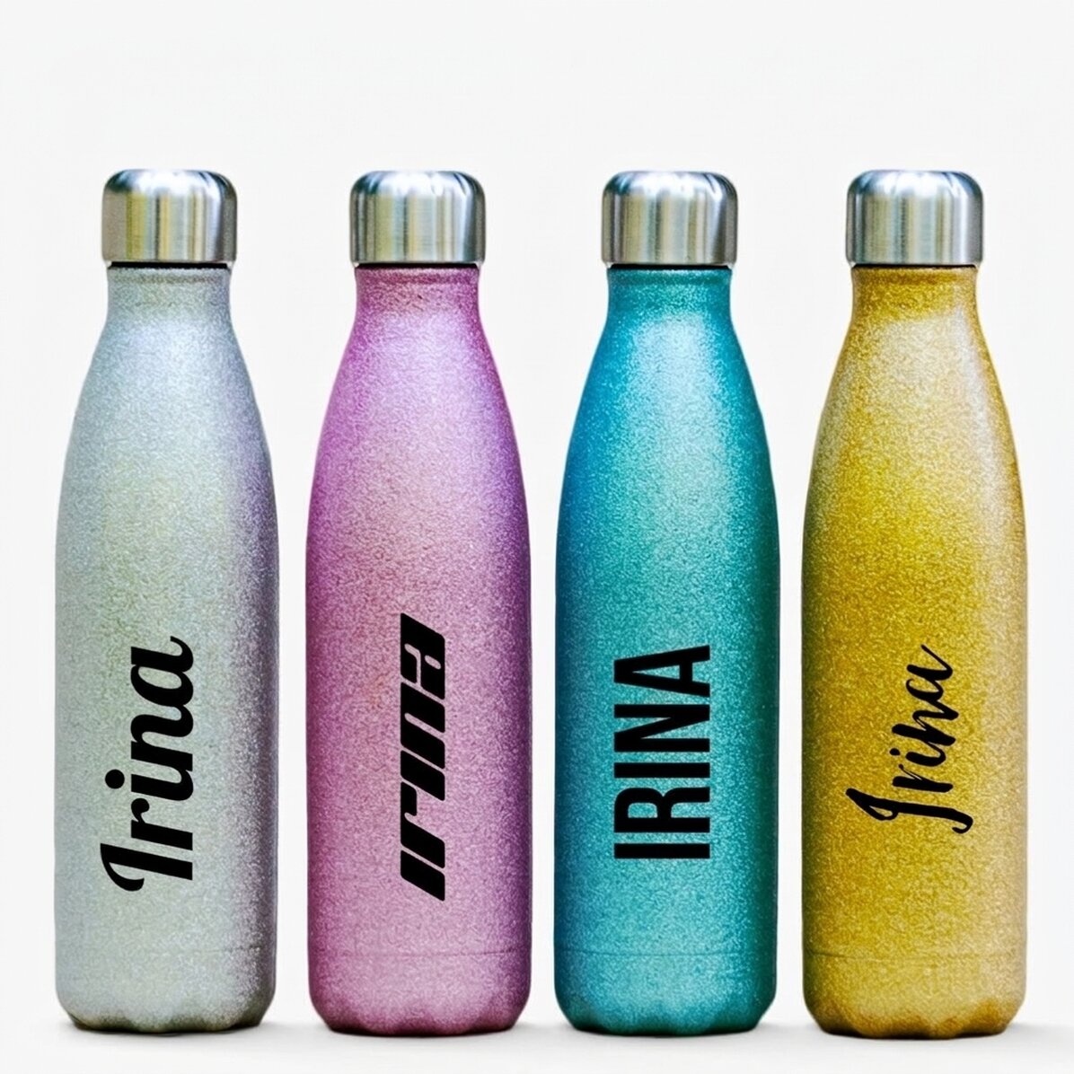 Thermos à paillettes personnalisé avec un prénom