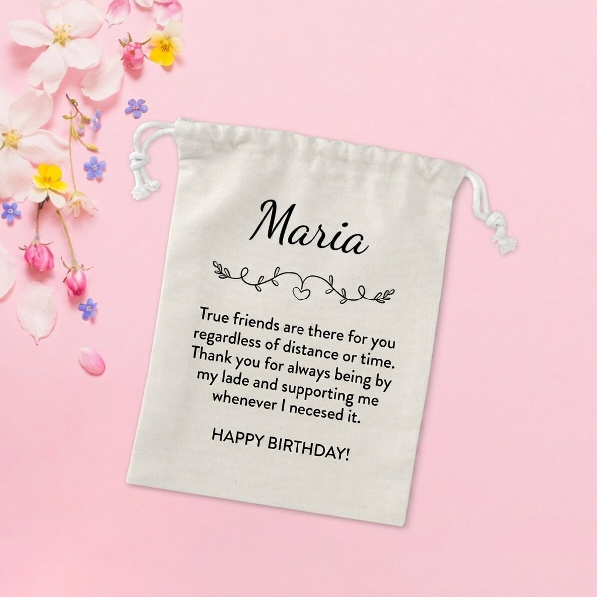 Petit sac cadeau personnalisé avec un message