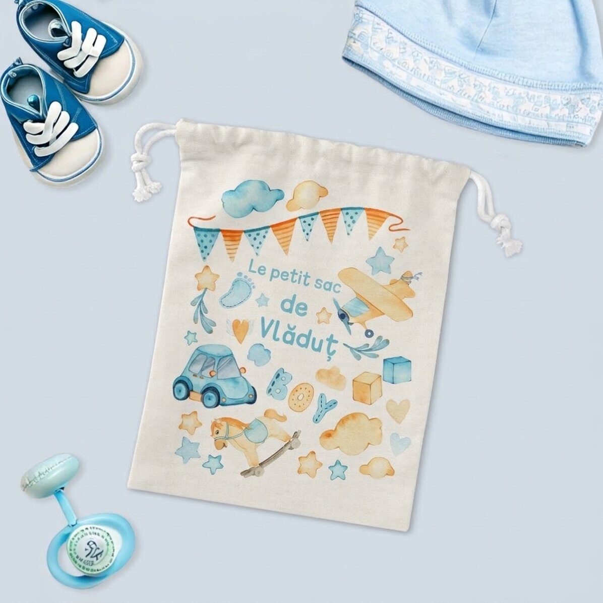 Petit sac cadeau personnalisé avec un texte - Aquarelle