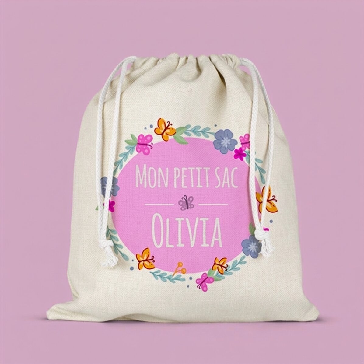 Petit sac moyen personnalisé avec un prénom - Petite fille