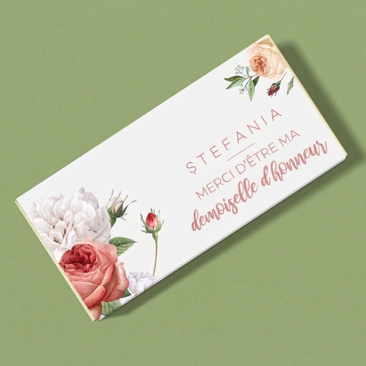 Chocolat personnalisé avec un message pour un mariage